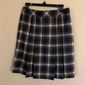 346 Brooks Brothers Blue Wool Plaid Skirt 8P